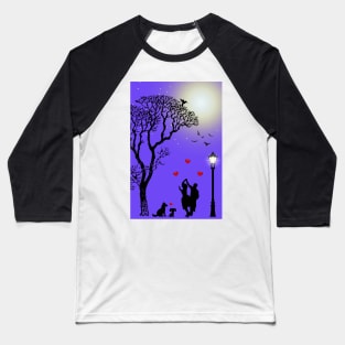 Couples dancing under the moon and Stars Baseball T-Shirt